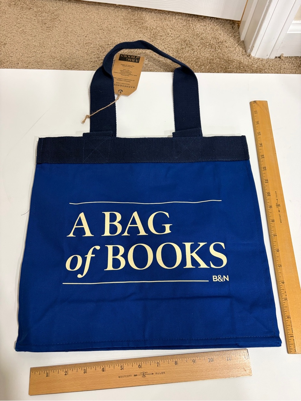 Barnes & Noble Blue Tote with Cream 'A BAG of BOOKS' Print